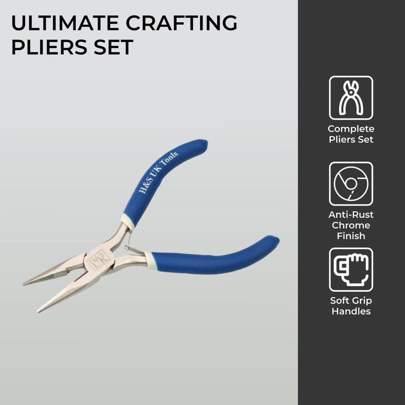 H&S Precision Pliers Set for Jewelry & Craft Making, Small Needle Nose Pliers, 3 Mini Jewelers Tools for Professionals & Beginners - Jewelry Making Tools - Image 4